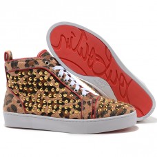 Christian Louboutin Louis Gold Spikes Sneakers Leopard Christian Louboutin Louis Gold Spikes Sneakers Leopard