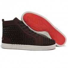 Christian Louboutin Louis Spikes Sneakers Brown