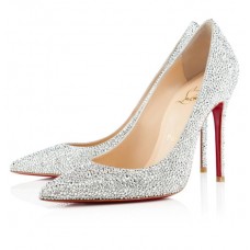 Christian Louboutin Decollete 554 Strass 100mm Pumps Silver