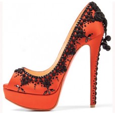 Christian Louboutin Torero 140mm Peep Toe Pumps Orange