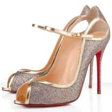 Christian Louboutin 1en8 100mm Peep Toe Pumps Gold Christian Louboutin 1en8 100mm Peep Toe Pumps Gold