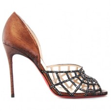 Christian Louboutin Aranea 100mm Peep Toe Pumps Brown