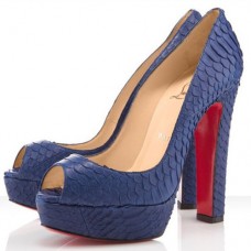 Christian Louboutin Bambou 140mm Peep Toe Pumps Navy