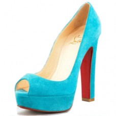 Christian Louboutin Bambou 140mm Peep Toe Pumps Blue