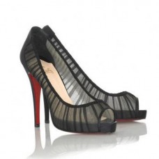 Christian Louboutin Champagne Chiffon Ambrosina 120mm Peep Toe Pumps Black Christian Louboutin Champagne Chiffon Ambrosina 120mm Peep Toe Pumps Black
