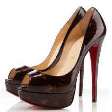 Christian Louboutin Tortoise Shell Print 140mm Peep Toe Pumps Red