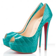 Christian Louboutin Lady 140mm Peep Toe Pumps Jade