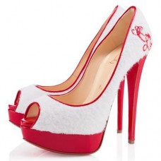 Christian Louboutin Lady 140mm Peep Toe Pumps White