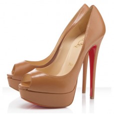 Christian Louboutin Lady 140mm Peep Toe Pumps Taupe