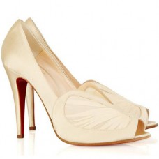 Christian Louboutin Papilipi 100mm Peep Toe Pumps White