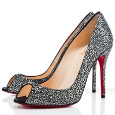Christian Louboutin Sexy 100mm Peep Toe Pumps Grey