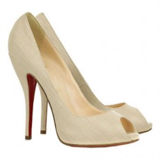 Christian Louboutin Titi 120mm Peep Toe Pumps Beige