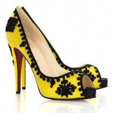 Christian Louboutin Very Brode 120mm Peep Toe Pumps Yellow