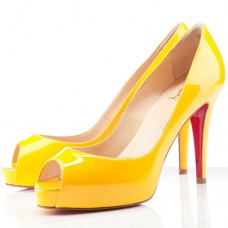 Christian Louboutin Very Prive 100mm Peep Toe Pumps Yellow