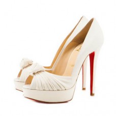 Christian Louboutin Greissimo 140mm Peep Toe Pumps White