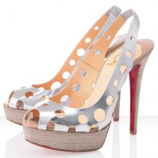 Christian Louboutin Ginza 140mm Peep Toe Pumps Argento