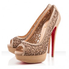Christian Louboutin Pampas 140mm Peep Toe Pumps Beige