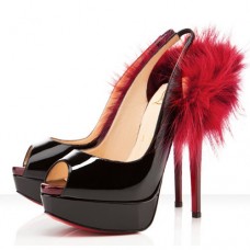 Christian Louboutin Lady Fur 140mm Slingbacks Black