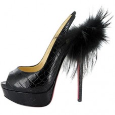 Christian Louboutin Lady Fur 140mm Slingbacks Black