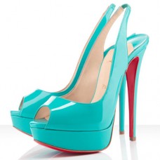 Christian Louboutin Lady Peep 140mm Slingbacks Turquoise