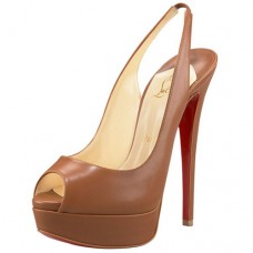 Christian Louboutin Lady Peep 140mm Slingbacks Brown