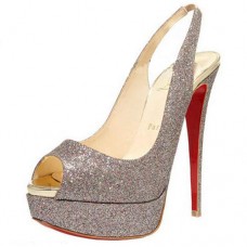 Christian Louboutin Lady Peep 140mm Slingbacks Silver