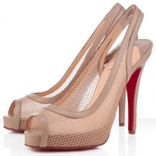 Christian Louboutin Canne A Peche 120mm Slingbacks Beige