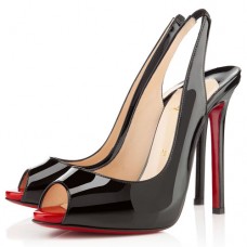 Christian Louboutin Flo 100mm Slingbacks Black/Rouge Lipstick