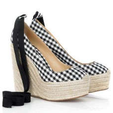 Christian Louboutin Formentera Gingham 140mm Wedges Black/White