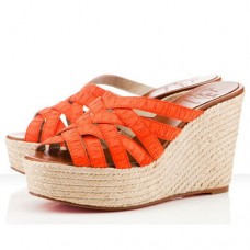 Christian Louboutin Crepon 100mm Wedges Orange