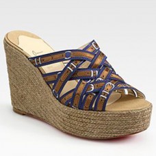 Christian Louboutin Crepon 100mm Wedges Blue