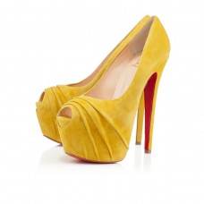 Christian Louboutin Drapesse 160mm Peep Toe Pumps Yellow