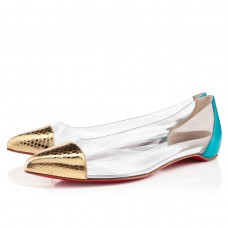Christian Louboutin Corbeau Flat Sandals Gold/Caraibes Christian Louboutin Corbeau Flat Sandals Gold/Caraibes