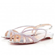 Christian Louboutin Lady strass Flat Sandals Silver
