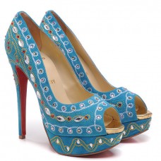 Christian Louboutin Bollywoody 140mm Peep Toe Pumps Blue Christian Louboutin Bollywoody 140mm Peep Toe Pumps Blue