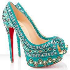 Christian Louboutin Bollywoody 140mm Peep Toe Pumps Turquoise Christian Louboutin Bollywoody 140mm Peep Toe Pumps Turquoise
