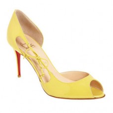 Christian Louboutin Delico 100mm Peep Toe Pumps Yellow