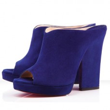 Christian Louboutin Roche Mule Peep Toe Pumps Indigo