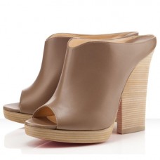 Christian Louboutin Roche Mule Peep Toe Pumps Oyster