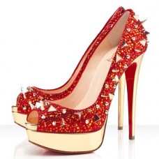 Christian Louboutin Very Mix 140mm Peep Toe Pumps Red