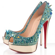 Christian Louboutin Very Mix 140mm Peep Toe Pumps Green
